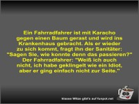 Ein Fahrradfahrer ist mit Karacho gegen einen Baum gerast...