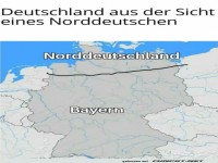 Lustige Karte: Deutschland aus norddeutscher Sicht