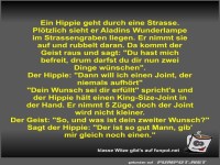 Ein Hippie geht durch eine Strasse