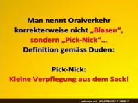 Humorvolle Definition von Pick-Nick