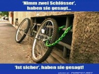 Fahrraddieb-Starterkit: Schloss ohne Rad!