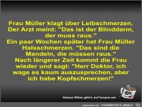 Frau M�ller klagt �ber Leibschmerzen