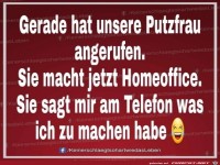 Putzfrau macht Homeoffice