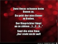 zwei Omas schauen beim Boxen zu......
