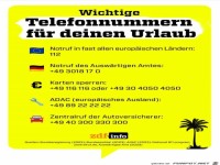 wichtige Telefonnummern f�r den Urlaub