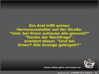 Ein Arzt trifft seinen Herrenausstatter auf der Stra�e
