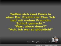 Treffen sich zwei Emos in einer Bar