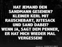 Sandmann gesucht: Humorvoller Spruch