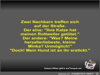 Zwei Nachbarn treffen sich auf der Stra�e