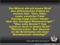 Der Mnch eilt mit einem Brief des afrikanischen Paters zu