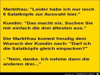 Marktfrau zur Kundin......