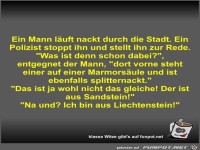 Ein Mann l�uft nackt durch die Stadt