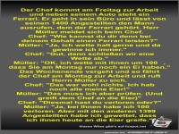 Der Chef kommt am Freitag zur Arbeit und neben seinem Auto