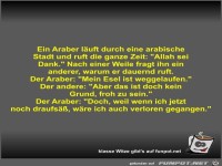 Ein Araber l�uft durch eine arabische Stadt und ruft die...