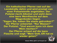 Ein katholischer Pfarrer rast auf der Landstraße dahin und