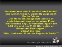 Ein Mann und eine Frau sind am Bahnhof und wollen wissen