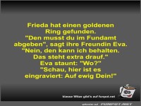 Frieda hat einen goldenen Ring gefunden