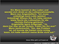 Ein Mann kommt in den Laden und wendet sich direkt an die...