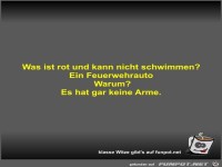 Was ist rot und kann nicht schwimmen?