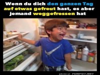 Entt�uschung vor leerem K�hlschrank