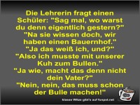 Die Lehrerin fragt einen Sch�ler