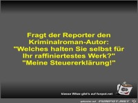 Fragt der Reporter den Kriminalroman-Autor
