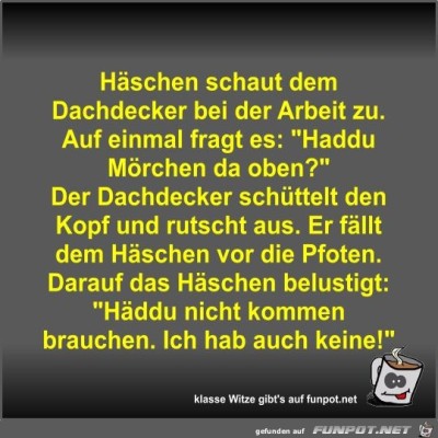 H&auml;schen-schaut-dem-Dachdecker-bei-der-Arbeit-zu.jpg von Fossy