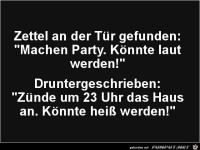 Zettel an der T�r gefunden......