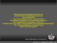 Der junge Unternehmensberater hat seinen ersten Arbeitstag