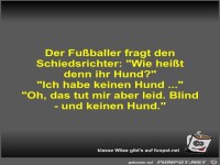 Der Fu�baller fragt den Schiedsrichter