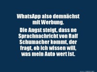Humor ber WhatsApp-Werbung und Ralf Schumacher