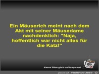 Ein M�userich meint nach dem Akt mit seiner M�usedame...