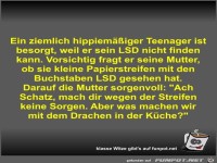 Ein ziemlich hippiemiger Teenager ist besorgt