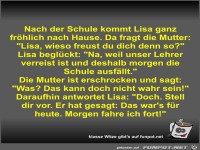 Nach der Schule kommt Lisa ganz fr�hlich nach Hause
