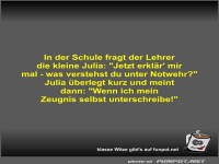 In der Schule fragt der Lehrer die kleine Julia