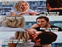Humorvolle Unterhaltung �ber Beruf und Flirt