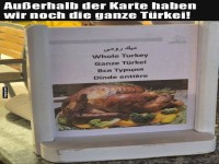 Humorvolles Schild �ber ein Truthahn-Angebot