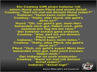 Ein Cowboy trifft einen Indianer mit einem Hund