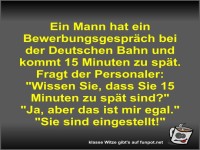 Ein Mann hat ein Bewerbungsgesprch bei der Deutschen Bahn