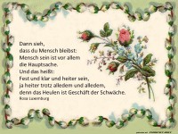 Dann sieh, dass du Mensch bleibst