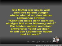 Die Mutter war sauer, weil sich ihre beiden Jungen wieder...