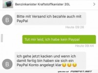 PayPal-Drama beim Benzinkanister-Kauf!