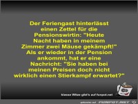 Der Feriengast hinterl�sst einen Zettel f�r die...