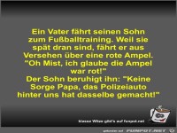 Ein Vater f�hrt seinen Sohn zum Fu�balltraining