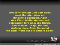 Eva lernt Reiten und darf nach zwei Monaten über ein...