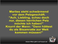 Marlies steht schwrmend vor dem Pelzgeschft