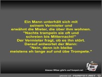 Ein Mann unterh�lt sich mit seinem Vermieter und erw�hnt...