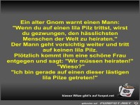 Ein alter Gnom warnt einen Mann