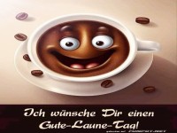 Frhliches Kaffee-Gesicht fr gute Laune