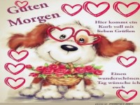 Süßer Hund mit Morgengrüßen